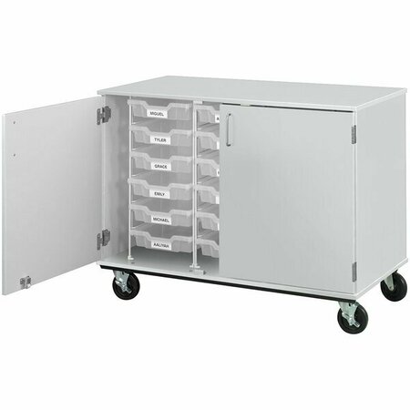 I.D. SYSTEMS 36'' Tall Fashion Grey Mobile Storage Cabinet with 18 3'' Bins 80243F36010 538243F36010